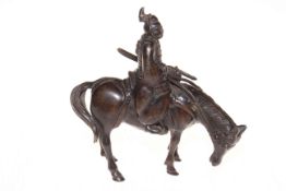 Bronze Samurai on horseback, 16cm high.