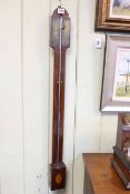 Antique inlaid mahogany stick barometer, 95cm.