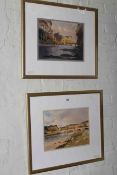 Colin R. Britton, Burnall Bridge and Richmond Castle, 25cm by 34cm, both framed, a pair (2).