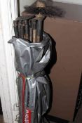 Large quantity of vintage chimney sweeps rods and brushes including solid brass fittings and wood