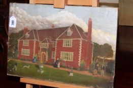 19th Century oil on canvas, Portington Hall, unsigned, 30cm by 46cm, unframed.