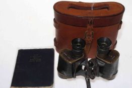 WWII air ministry binoculars by Wray, London, and aircraft recognition notebook.