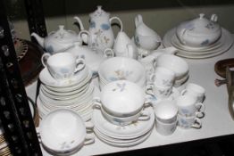 Wedgwood Ice Rose tea and dinner wares, approximately seventy pieces.