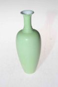 Chinese porcelain green glazed slender vase, having double lined six character mark, 19.5cm.