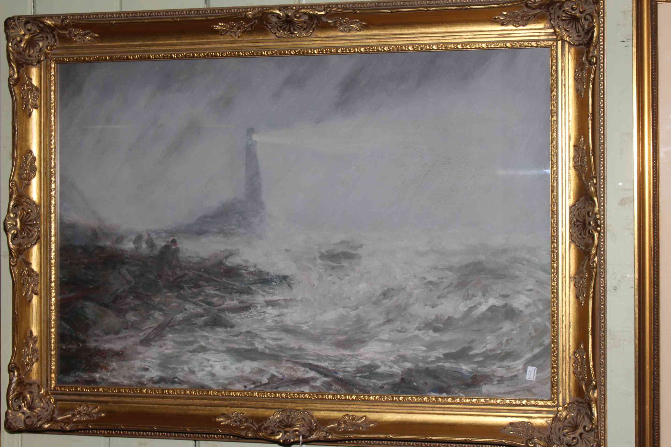 J.F. Slater (1857-1937), Treachery of fog at Sea, mixed media, 49cm by 74cm, framed.