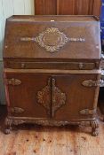 1920's/30's carved oak bureau,