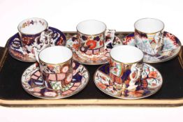 Five Royal Crown Derby 'Curators Collection' coffee cans and saucers.