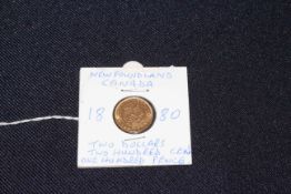 1880 Rare Newfoundland Canada Queen Victoria two dollars / two hundred cents / one hundred pence