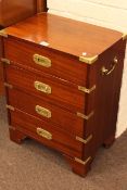 Neat four drawer Campaign style chest, 62cm high by 46cm wide by 31cm deep.