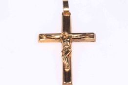 9 carat gold crucifix pendant, 4.5cm length.