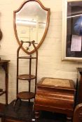 Two occasional tables, mahogany three tier folding cakestand,