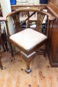 Mahogany Chippendale style corner elbow chair.