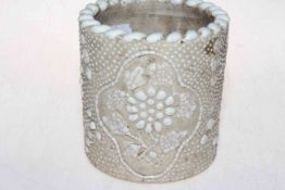 Chinese stoneware shell design brush pot, 14cm.