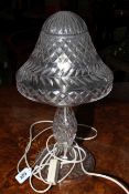 Cut glass mushroom shape table lamp and a Capo di Monte jardiniere and stand.