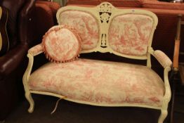 Painted and double panel back parlour settee.