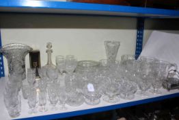 Collection of cut crystal including Edinburgh Crystal, sundae dishes, vases, glasses.