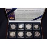 Coin case incl: 1889 Alfonso XIII 5 Pesetas, 1907 Wilhelm II Funf Mark, 1897 Nicolas II 50 Kopeks,