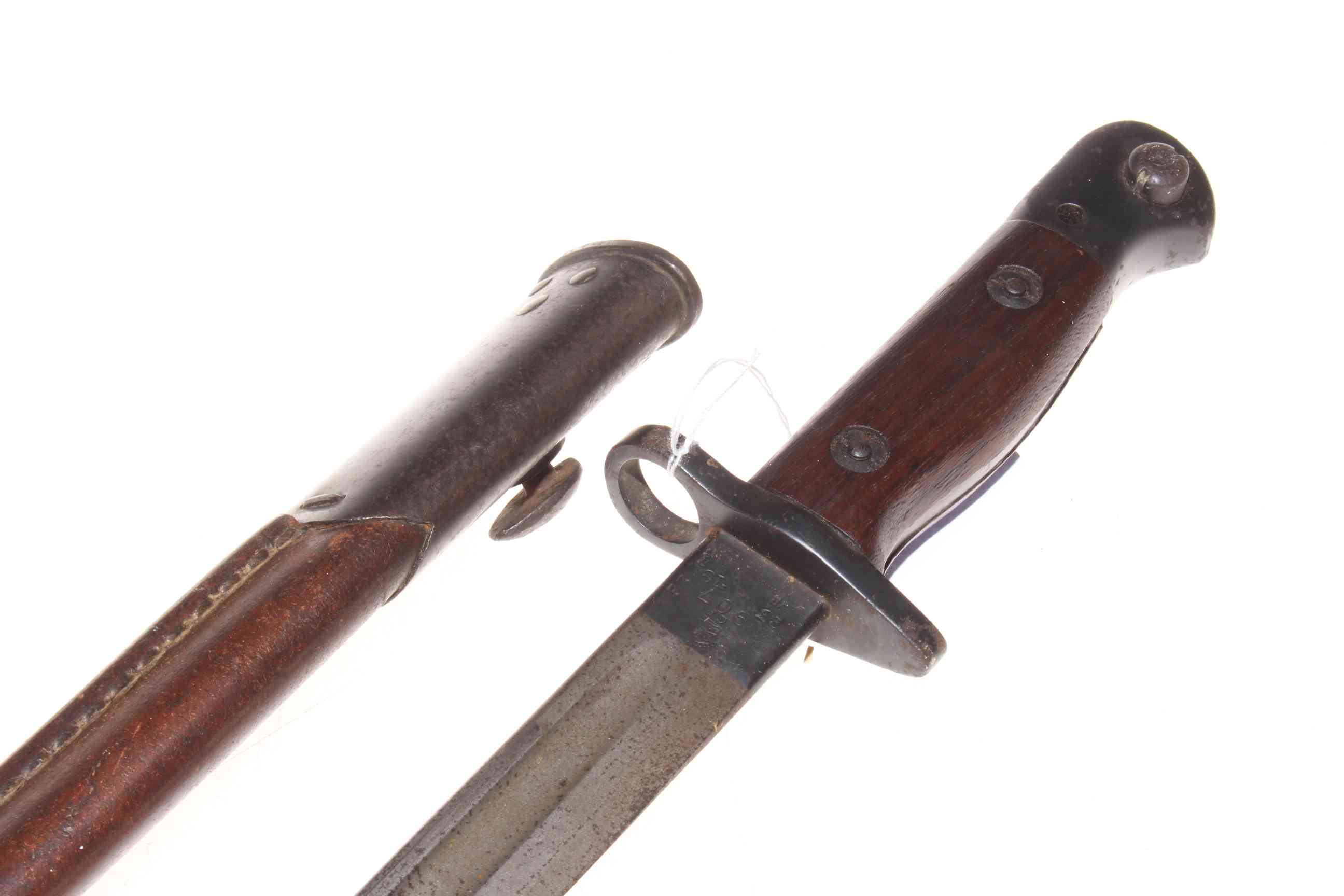 WWII bayonet and scabbard. - Image 2 of 2