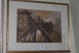 Norman Cornish (1919-2014), The Colliery, pastel, 29cm by 41cm, framed.