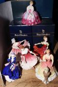 Six Royal Doulton ladies with boxes, My Best Friend, Top O' the Hill (limited edition), Elaine,