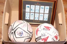 Two autographed footballs by Newcastle and possibly Sunderland,