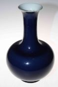 Large Chinese blue glazed vase, with underglaze blue mark to base, 36cm.