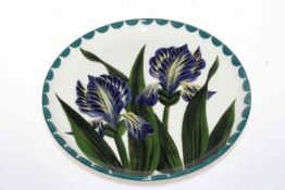 Griselda Hill Pottery iris plate, 25.5cm diameter.