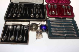 Three boxed sets of silver teaspoons (two incomplete),