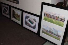 Four framed prints including Augusta Golf by Graeme Baxter, Oval and Lords CC by Terry Harrison, St.