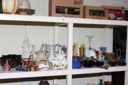 Parian Ware jugs and figurines, H & K Tunstall, Lovatt's Langley Ware, coloured glass, etc.