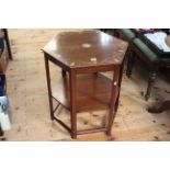 Art Nouveau inlaid hexagonal occasional table with undershelf, impressed no.