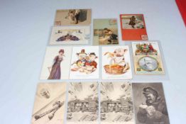 Collection of postcards including topographical Britain, George Studdy, Fred Spurgin,