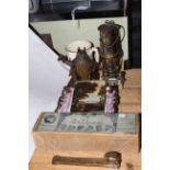 Patterson Type 1A miners lamp, Sunderland lustre 'Prepare to meet they God' plaque,