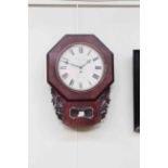 Victorian mahogany drop dial fusee wall clock.