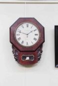 Victorian mahogany drop dial fusee wall clock.