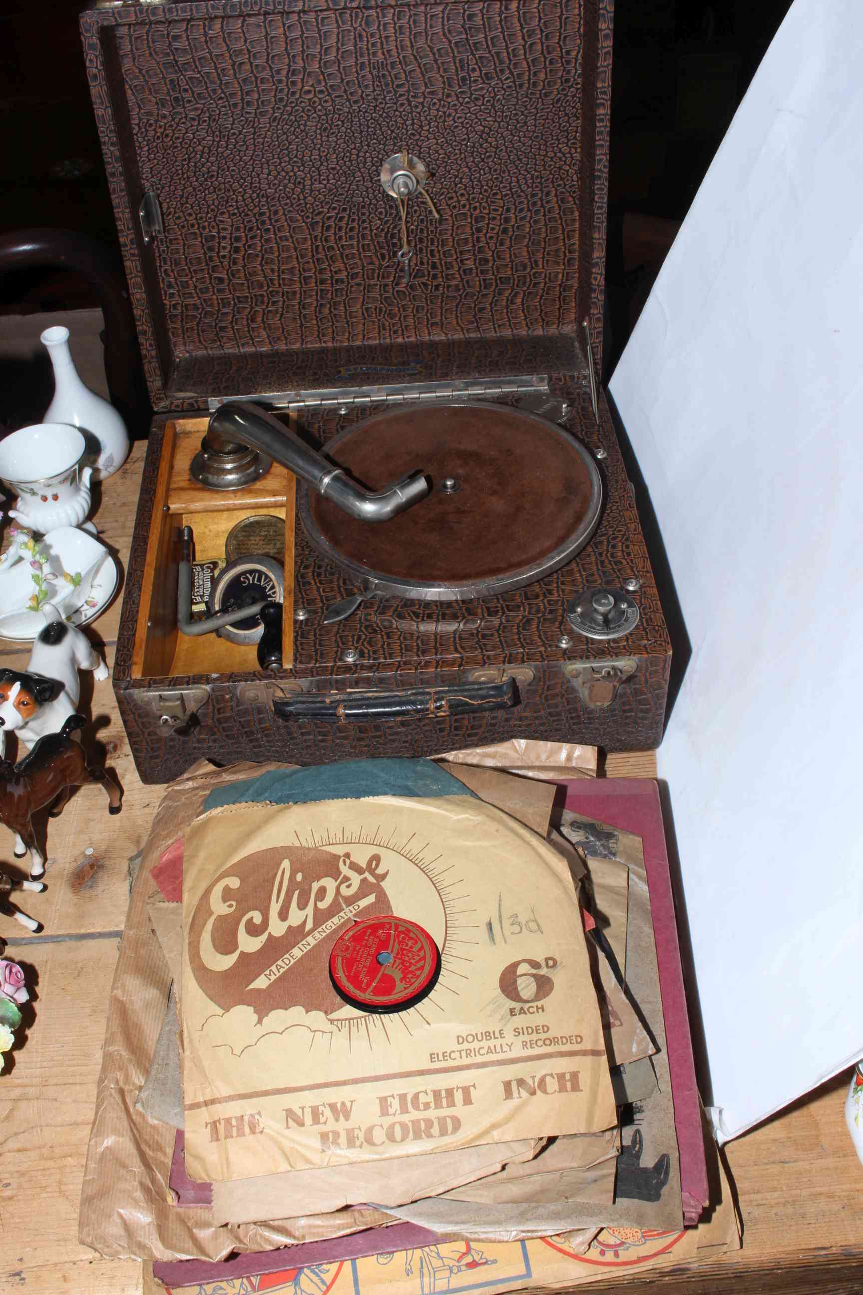 Pye and Bush radios, Sylvaphone gramophone with singles and records. - Image 2 of 2