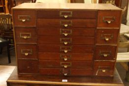 Early 20th Century sixteen drawer index cabinet, 45.5cm high by 60cm wide by 30cm deep.