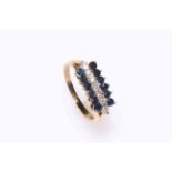 18 carat gold nineteen stone sapphire and diamond ring, size P.