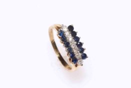 18 carat gold nineteen stone sapphire and diamond ring, size P.