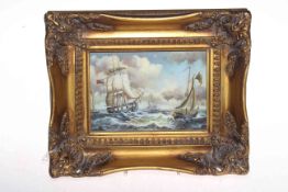 Small gilt framed decorative marine picture.