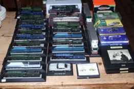 Collection of Corgi and other model trains, two Eddie Stobart model trucks,