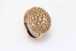 9 carat gold diamond multi stone cluster ring, size P/Q.