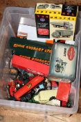 Box of Diecast model vehicles including Corgi, Vanguards.