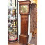 Antique oak 30 hour longcase clock having square brass dial, signed Dickinson, Egremont.
