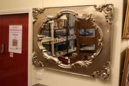 French style silvered framed wall mirror, 100cm by 74cm overall.