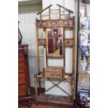 Victorian bamboo mirror backed hallstand, 223cm high by 84cm wide by 31cm deep.