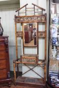 Victorian bamboo mirror backed hallstand, 223cm high by 84cm wide by 31cm deep.