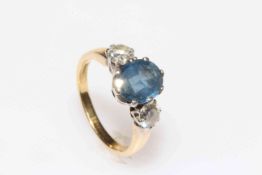 18 carat gold, sapphire and diamond ring having approximately 1.