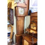 Antique oak and mahogany eight day longcase clock having square brass and silvered dial, signed J.A.