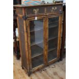 Victorian bamboo cabinet having two drawers above two glazed doors,